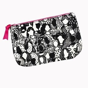 Ipsy Makeup Bag @pcwitte Collaboration Cosmetic Bag Black White Women Feminist
